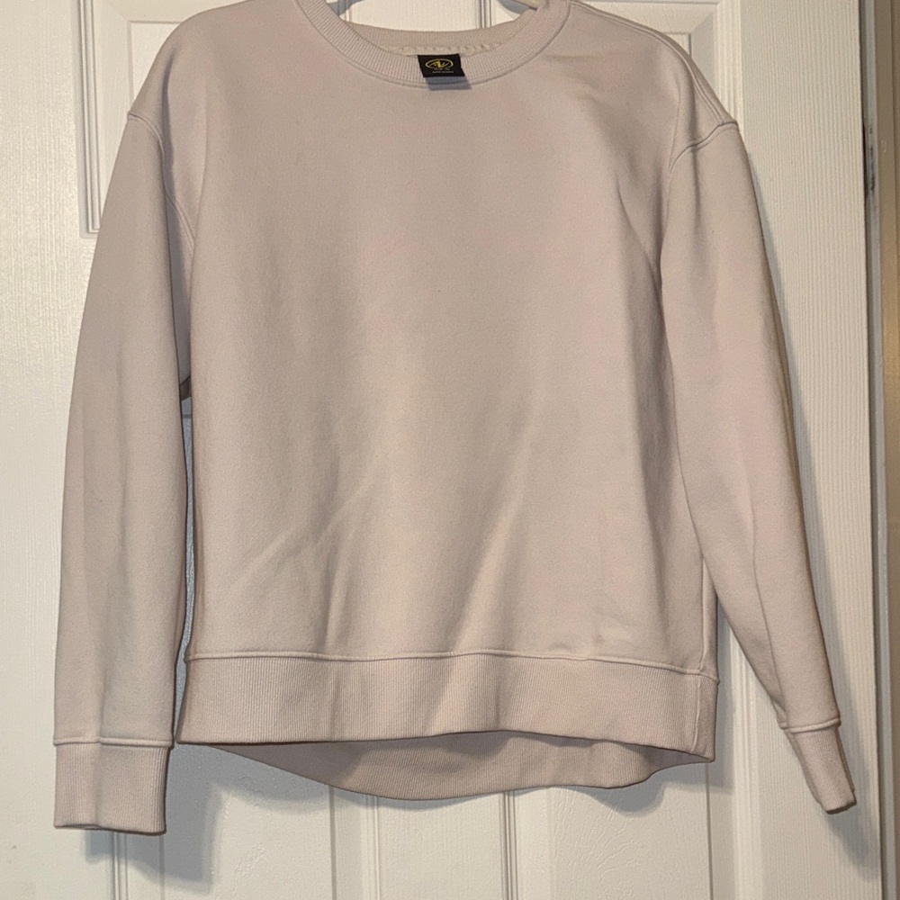Athletic Works Women's Light Beige Crew Neck Sweater